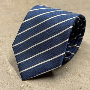 Indochino Tie 100% Silk Striped Blue 3"